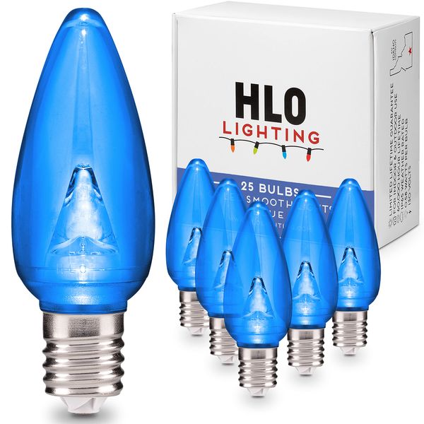 Holiday Lighting Outlet Smooth C9 Christmas Lights | Blue LED Light Bulbs Holiday Decoration | Warm Christmas Decor for Indoor & Outdoor Use | 3 SMD LEDs in Each Light Bulb | Set of 25