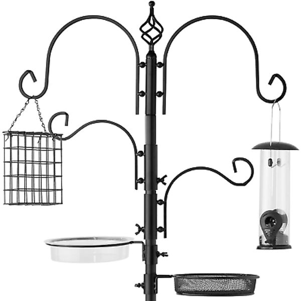 91In 4-Hook Bird Feeding Station, Steel Multi-Feeder Kit Stand for Attracting Wi