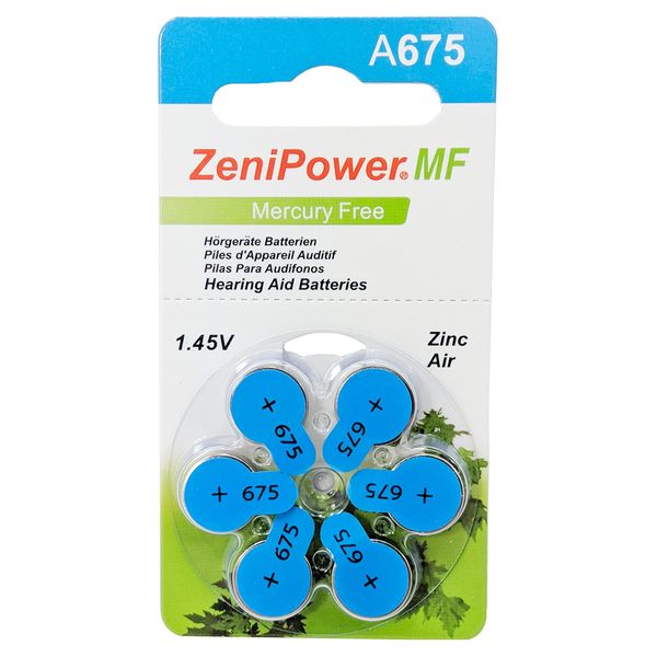 ZeniPower 60 Hearing Aid Batteries Size: 675 + Battery Holder Keychain Kit