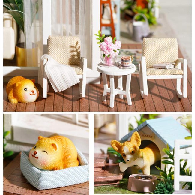 Mini Wooden Doll House Accessories,DIY Doll House Cute Dollhouse Miniature  House Toy Kit with Music the Castle in the Sky for Kids Teens Adults 