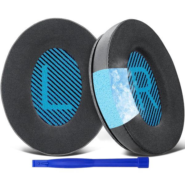 SoloWIT Cooling-Gel Earpads Cushions for Bose Headphones, Replacement Ear Pads for Bose QuietComfort 15 QC15 QC25 QC2 QC35/Ae2 Ae2i Ae2w/SoundTrue & SoundLink Around-Ear & Around-Ear II (Blue&Black)