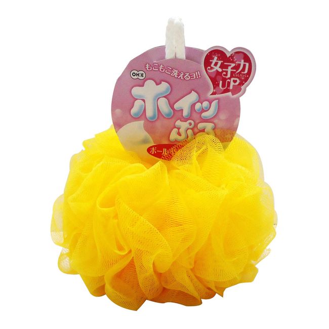 OHE 60952Y Body Sponge, Soft, Yellow, Approx. Height 8.7 x Width 5.5 x Height 5.5 inches (22 x 14 x 14 cm), Whipple, Ball, Whisk, Net, Fluffy, Washable