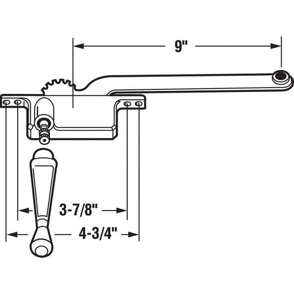 Prime-Line H 3710 White Steel Left Single-Arm Casement Window Operator