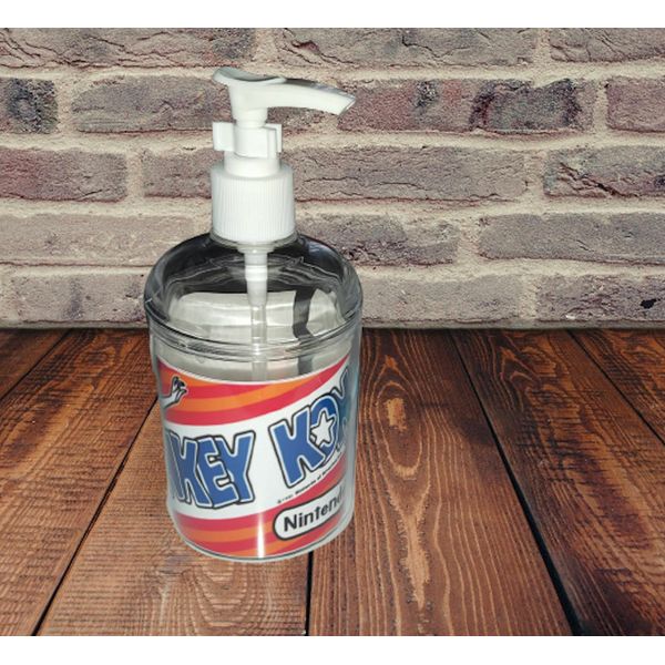 retro 1981 Donkey Kong Cabinet Graphics Soap / Hand Sani. Refillable Dispenser