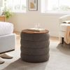 Modway Mezzo Round Boucle Fabric Storage Ottoman in Pebble