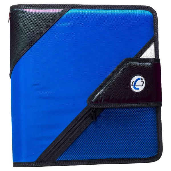 Case-it The Open Tab Velcro Opening Binder - 2 Inch O-Rings - 5 Color Tab Expanding File Folder - Multiple Pockets - 400 Sheet Capacity - Blue S-826-A