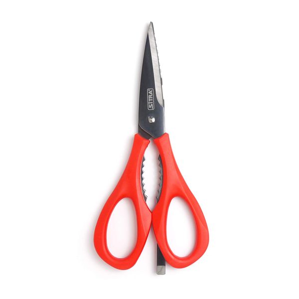 SiTRA 619302 5-in-1 Soft Handle Multi-functional Kitchen Scissors, Single Item (Red)
