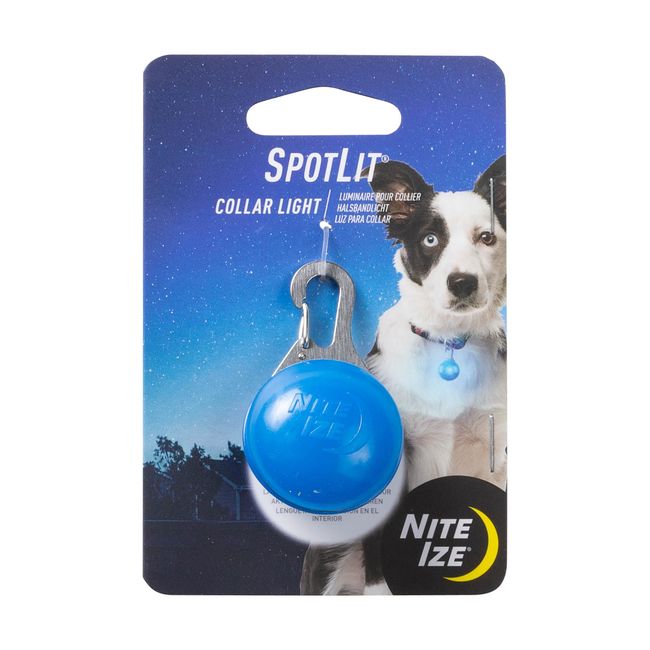 Nite Ize SpotLit LED Collar Light - Keychain Carabiner Clip with LED Light - Bright Night Light for Dog Collar - Blue