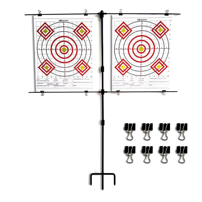 Highwild Adjustable Steel Paper Target Stand with 8 Clips