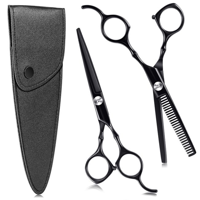 Friseurschere, 6,7 Zoll Scharfe Haarschere Set Edelstahl Haarschneideschere Profi mit Schutzhülle, Haar Schere Friseur Effilierscheren für Anfänger, Friseurladen, Haustier