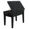 Wooden Durable Black Piano Bench Keyboard Seat Stool PU Padded Storage Case