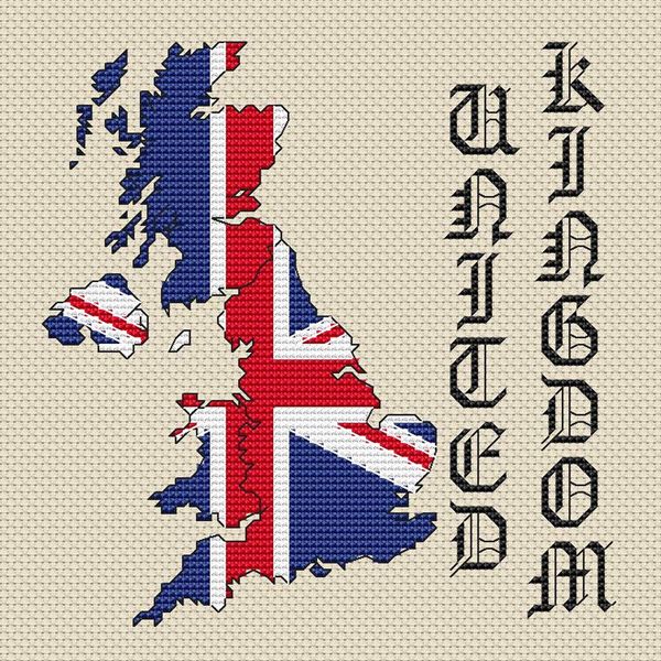 United Kingdom Map & Flag Cross Stitch Kit by Elite Designs