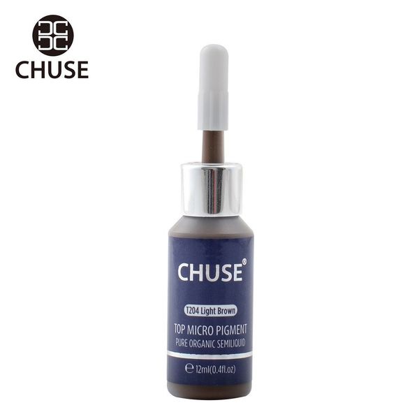 CHUSE T204 Hellbraune Microblading Micro Pigment Permanent Make-up Tattoo Ink Kosmetische Farbe Bestanden SGS, DermaTest 12 ml (0,4fl.oz)