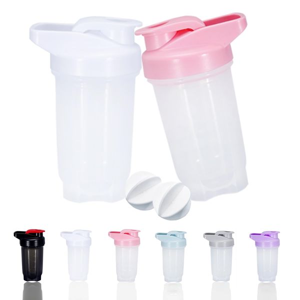 GAISHION Shaker Bottle Protein Shakes Cup and 10-Ounce/300ML Shaker Bottle with Whisk Balls, Protein Shaker Bottle Set,Non-BPA plastic(White+Pink(2PCS))