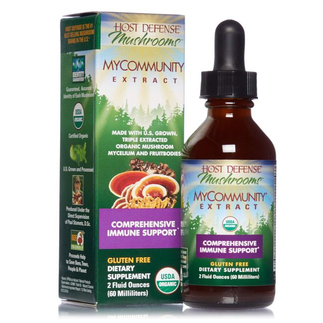 Host Defense, MyCommunity Extract, Advanced Immune Support, Mushroom Supplement with Lion’s Mane and Reishi, Plain, 2 fl oz