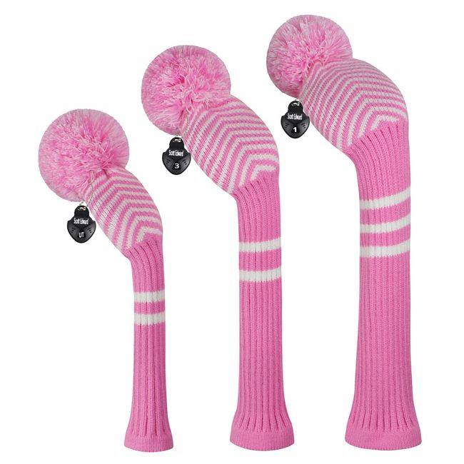 Strick Pom Pom Golf Kopfbedeckung Set für Driver Wood, Fairway und Utilities,Driverkopfhüllen,Holzkopfhüllen,Andere Schlägerkopfhüllen