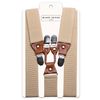 35mm (1.5inch) Y Shape Braces Genuine Leather Trimmed, Plain Beige