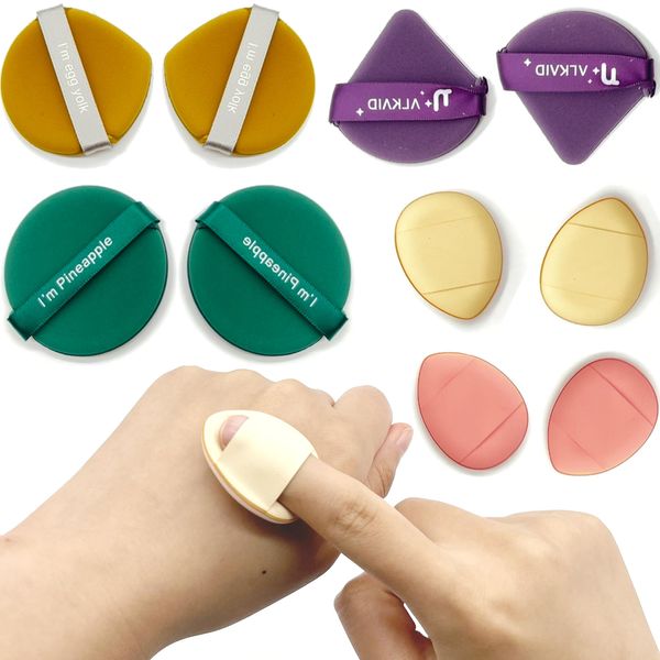 OHYER 10 Stück Beauty Blender Puderquaste Waschbar make up sponge mit griff nass trocken Wiederverwendbarer KleinPuder für Loses Puder oder Foundation Rouge Dreieck Rund Mini Oval Praktisch