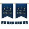 Ramadan Mubarak Bunting Party Flags - Ramadan Decorations (10 Flags) (Navy & Gold)