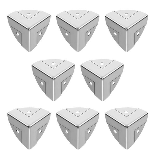 Tiazza 8Pcs Galvanized Three-Sided Sector Tool Box Corner Protectors Camera Equipment Aluminum Box Angle Guard Metal Wrap Angle