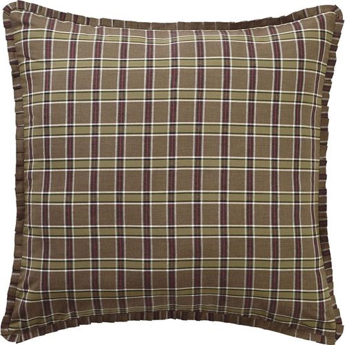 VHC Brands Wyatt Bedding Accessory, Euro Sham 26x26, Plaid Tan