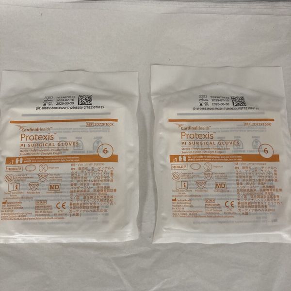 *2 Pair* Protexis PI Polyisoprene Surgical Gloves Sterile, Size: 6 Exp: 06/26