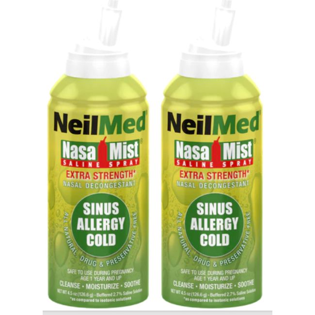 2 BOTTLES - NeilMed NasaMist Hypertonic Extra Strength Saline Spray, 4.5 oz each