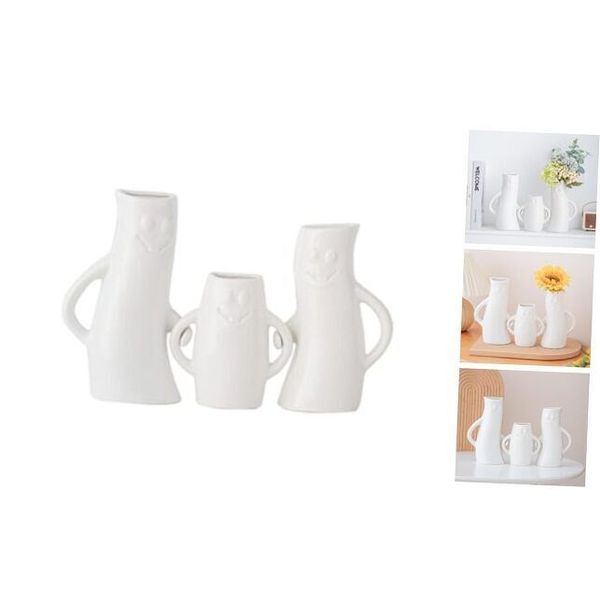 Ceramic Vases Set of 3,Living Room Decor Aesthetic, Home Decorative Vase,