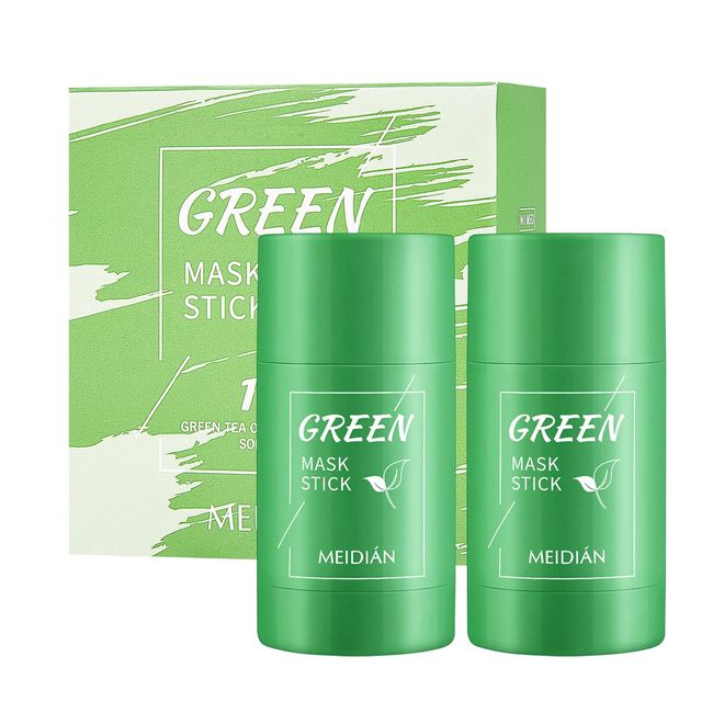 Aphrobeauty Green Tea Mask Stick for Face, Blackhead Remover with Green Tea Extract, Deep Pore Cleansing, Moisturizing, Skin Brightening, Removes Blackheads for All Skin Types, Pack of 2