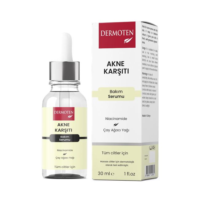 Dermoten Akne Karşıtı, Niacinamide ve Çay Ağacı Yağlı Cilt Bakım Serumu 30 ml