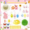Creerluces Easter Bonnet Decorations Kit Make Your Own Easter Bonnet Easter Bonnet Hat for Kids, Rabbit, Easter Eggs, for Easter Bonnet Competition School Parade DIY Easter Bonnet Hat Decorations Kit
