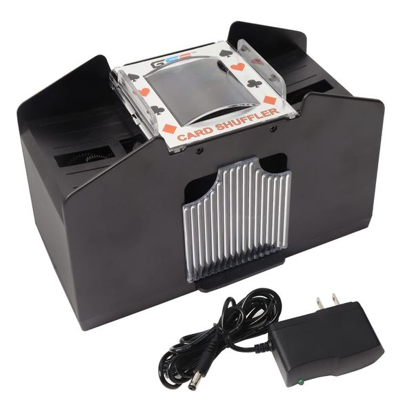 GSE 4-Deck Automatic Card Shuffler, AC/DC-Power & Battery-Operated Electric Shuffler Machines for Playing Cards, Blackjack, Texas Hold'em, Canasta, Bridge, Rummy, UNO, Trade Card Games