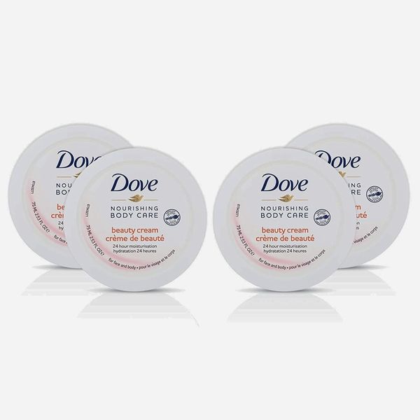 Dove Nourishing Body Care, Face, Hand, and Body Beauty Cream for Normal to Dry Skin Lotion for Women with 24-Hour Moisturization, 4-Pack, 2.53 Oz Each Jar