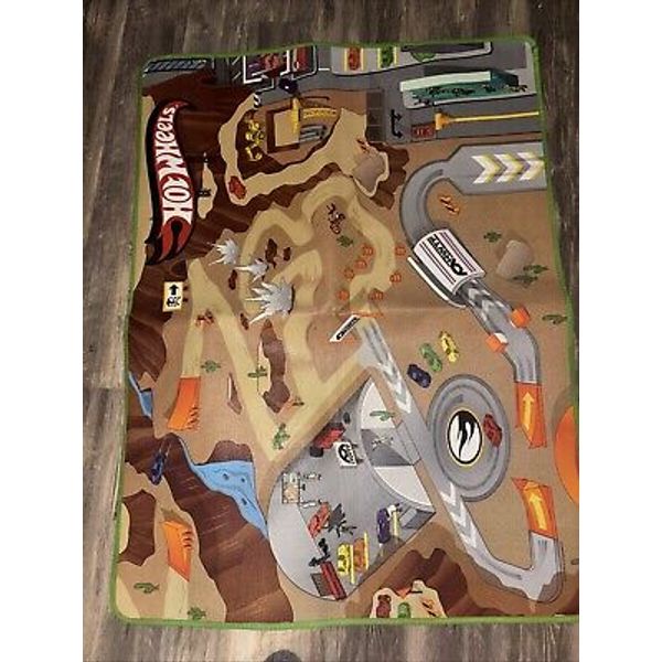 Hot Wheels Car Floor Play Mat Carpet 36" x 48” Desert Construction Race Track