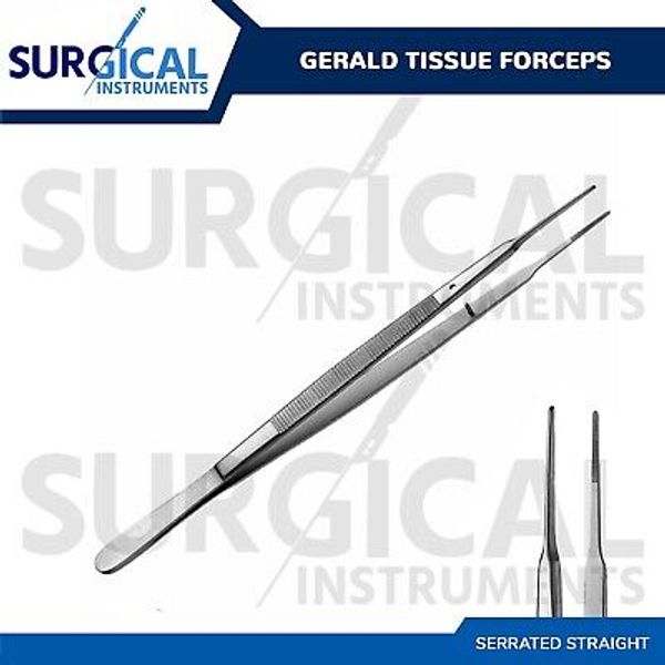 Gerald Tweezer Tissue Forceps Serrated Straight Surgical & Veterinary German Gr