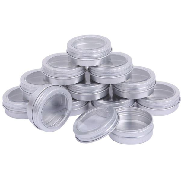 Choccor Aluminum Cans, Cream Case, Bead Case, Cosmetics, Subdivision, Silver, With Window, Set of 12, 1.0 fl oz (30 ml)