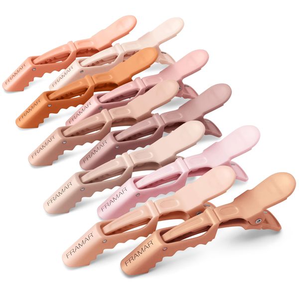 FRAMAR Neutral Crocodile Clips Hair - Sectioning Hair Clips For Styling, Hairdressing Clips For Hair, Alligator Clips Hair Clip, Cute Hair Clips Women, Hair Styling Clips, Hairdresser Clips – 10 Pk