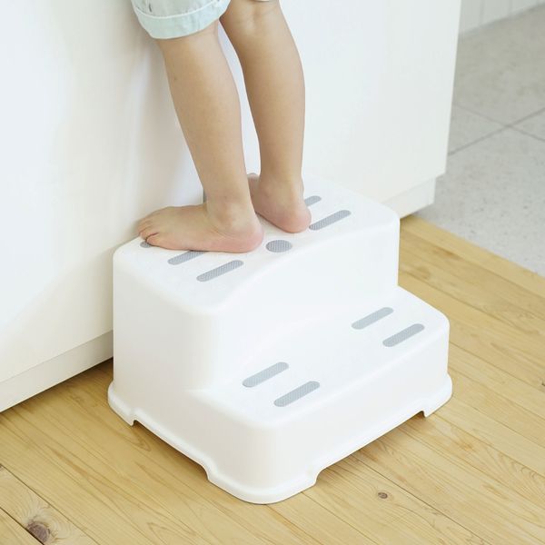 Non-slip 2-step toddler step stool bathroom chair footrest 1+1