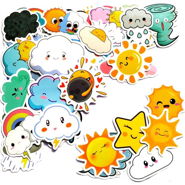 50 Pcs Cute Meme Weather Stickers for Kids Planner Calendar Scrapbooking, Mood Tracker Stickers for Journal