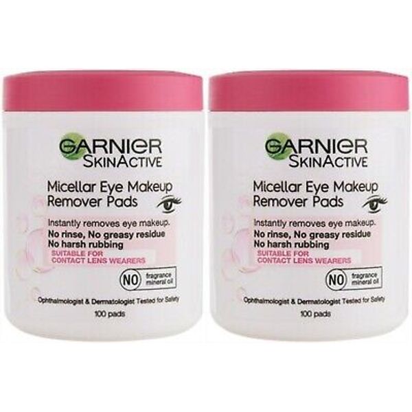 Garnier Skin Active Micellar Eye Makeup Remover Pads 100 Ct (2 Pack)