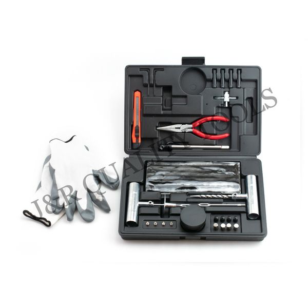 64 Pieces Tire Repair Tool Kit W/Case Plug Patch New