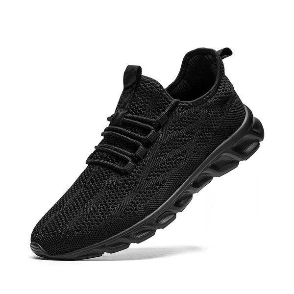 AZSDXS Mens Trainers for Walking Fashion Shoes for Men Lightweight Men's Running Shoes Comfortable Casual Sneakers for Men, Black, 9 UK