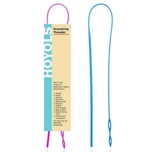 HOYOLS Drawstring Threader, Flexible Plastic Nylon Needle for Quick & Easy Sewing Ribbon Elastic Tape, and Wool Yarn Craft Replacement Tools 2 Pcs