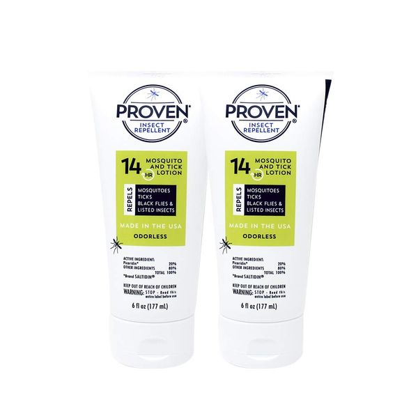 Proven Insect Repellent Lotion – Protects Against Mosquitoes, Ticks and Flies - 6 oz, Odorless 2-Pack2