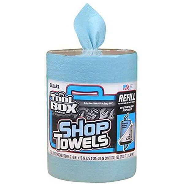 SELLARS WIPERS & SORBENTS 55207 Blue Toolbox Z400 Big Grip Refill Blue Shop Towels, 2493114, 10" x 12", 200 Sheets per Roll