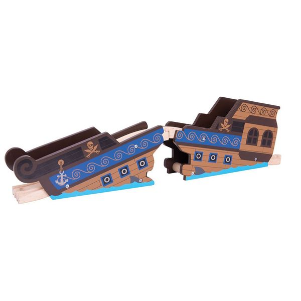 Bigjigs Rail, Wooden Shipwreck Bridge, Wooden Toys, Bigjigs Train Accessories, Pirate Toys, Pirate Ship, Train Toys, Wooden Train Sets, Wooden Toys for 3 4 5 Year Olds