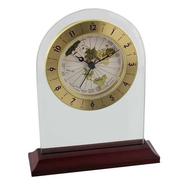 Wm.Widdop Arched Shaped Mantel Clock with World Dial