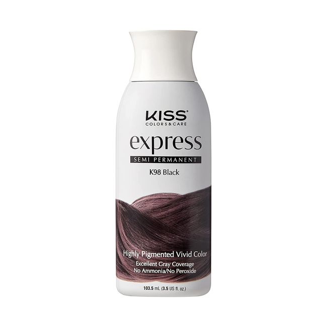 Kiss Express Semi-Permanent Hair Color 100Ml 3.5 US Fl.Oz Black