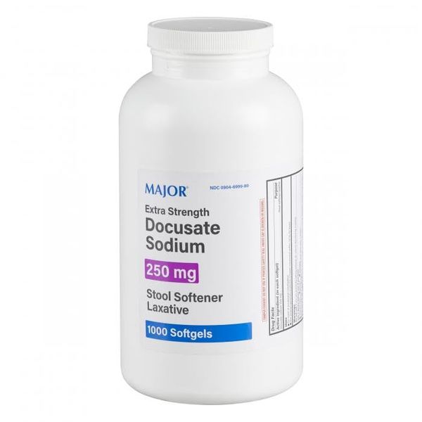 MAJOR Extra Strength Stool Softener Laxative Docusate Sodium 250 mg - 1000 Softgels