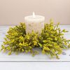 Floral Candle Ring Yellow Array Astilbe Flowers 3 in Inside Ring 10 in Overall